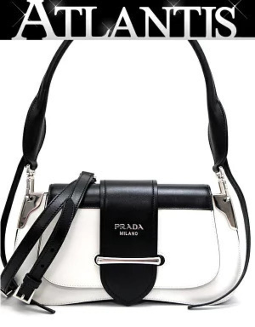 Prada bag Hobo black white leather